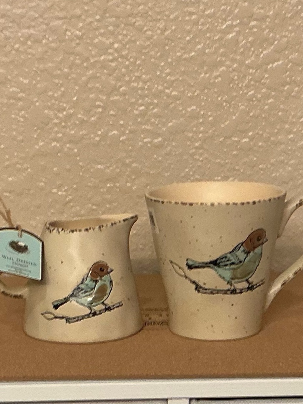 Cream & Blue Bird Ceramic Mug & Creamer Set - Picture 3 of 5